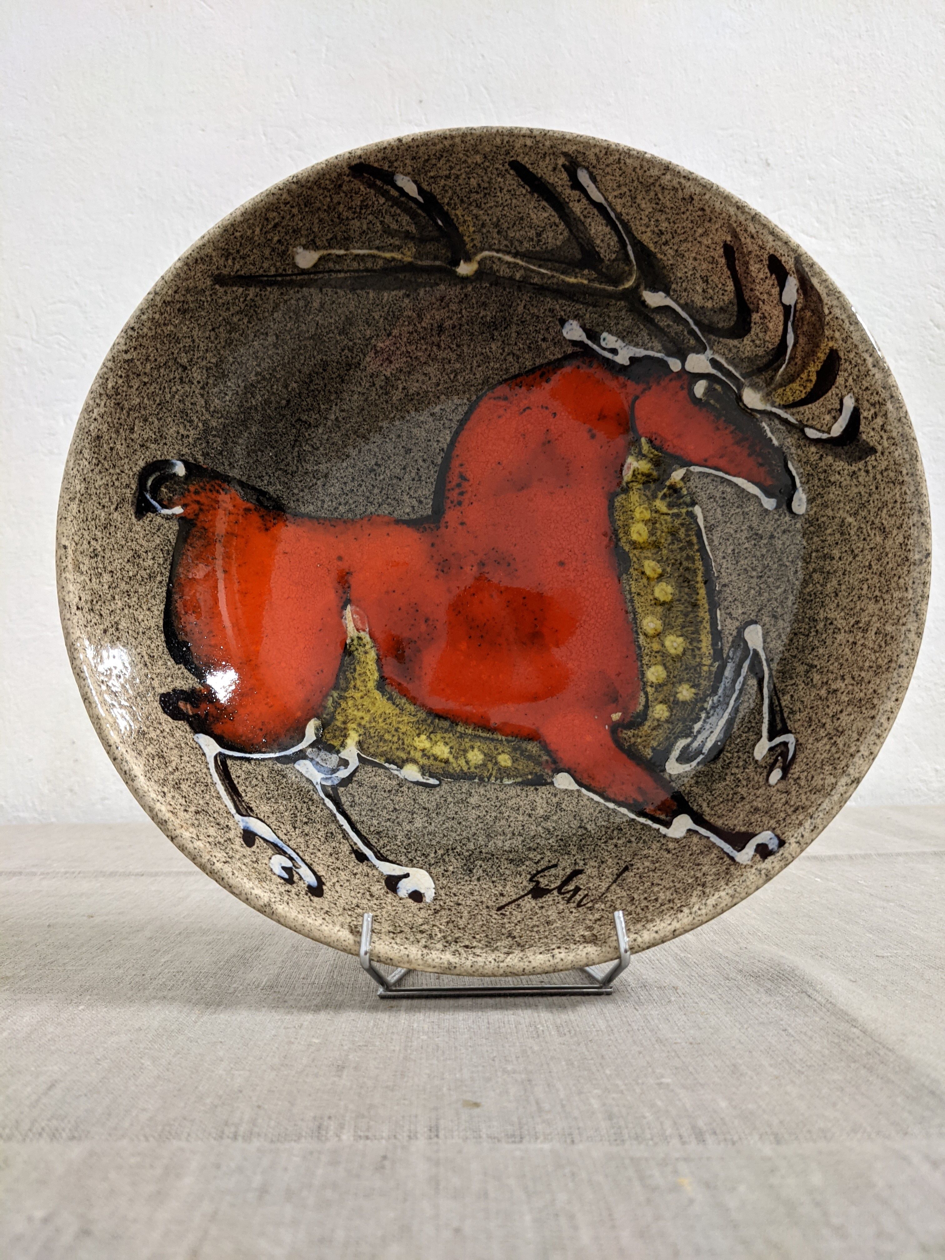 Hollow earthenware dish signed Gehel 50s/60s