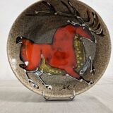 Hollow earthenware dish signed Gehel 50s/60s