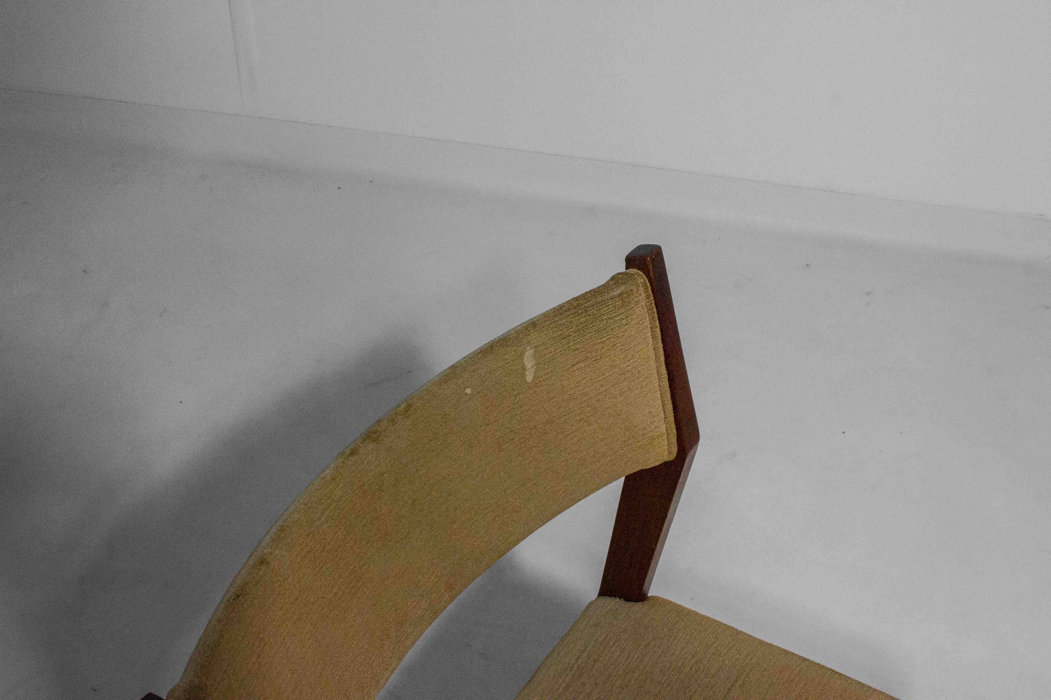 Set of 6 minimalist teak dining chairs, Belgium 1960s