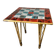 Vintage bamboo dining table with red, white and blue checks, 1950s