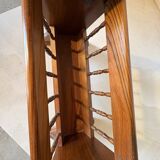 Turned wood magazine rack side table – vintage rustic style