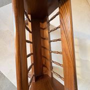 Side table, vintage turned wood magazine rack