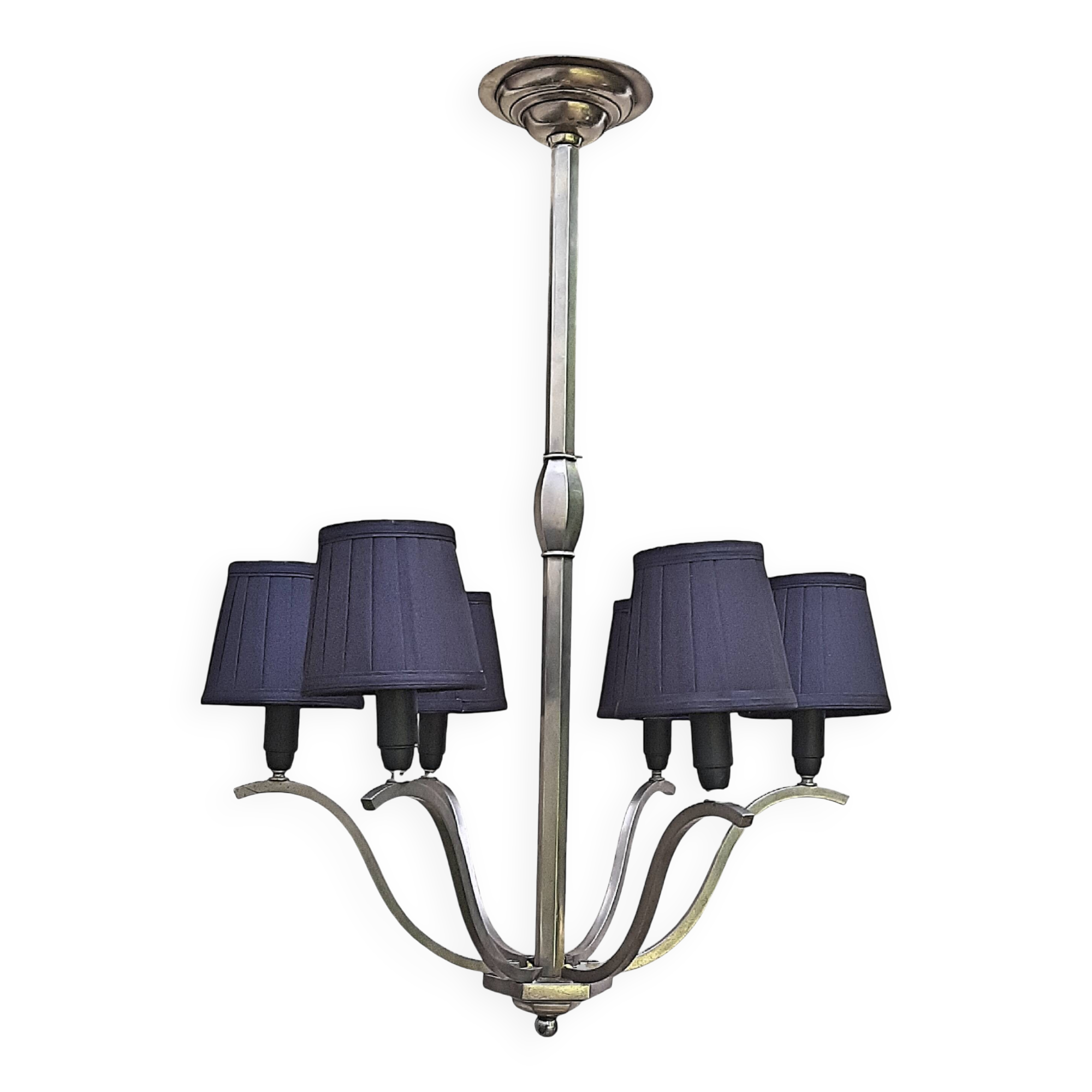 Monture de lustre Art Deco bronze nickelé