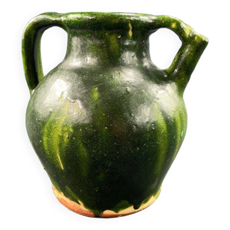 19th century green enamelled stoneware jug