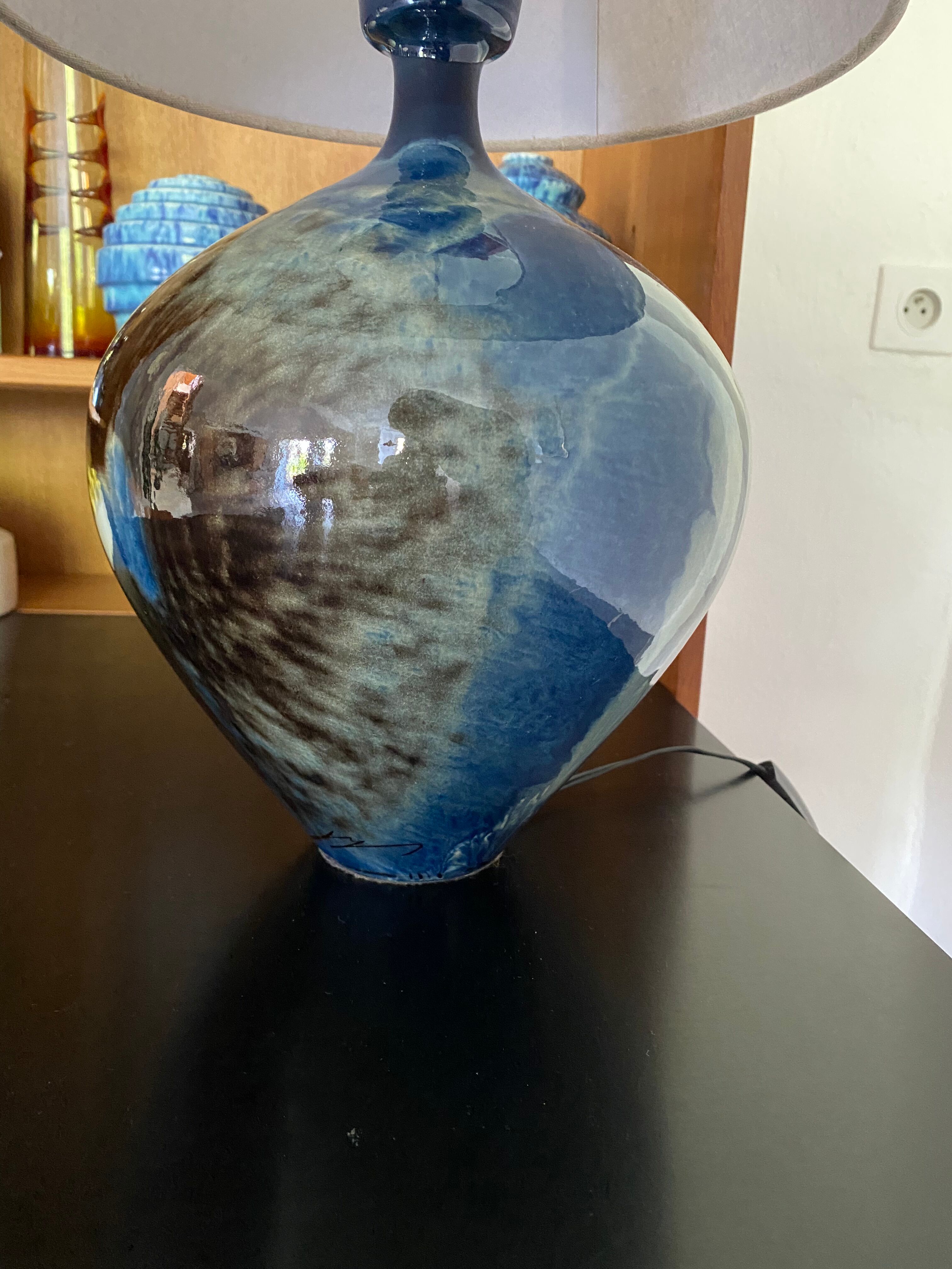 Vintage ceramic lamp signed