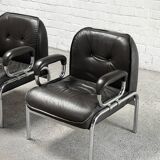 Hans Eichenberger 'Eurochair' Leather Lounge Chairs for Girsberger, 1970s