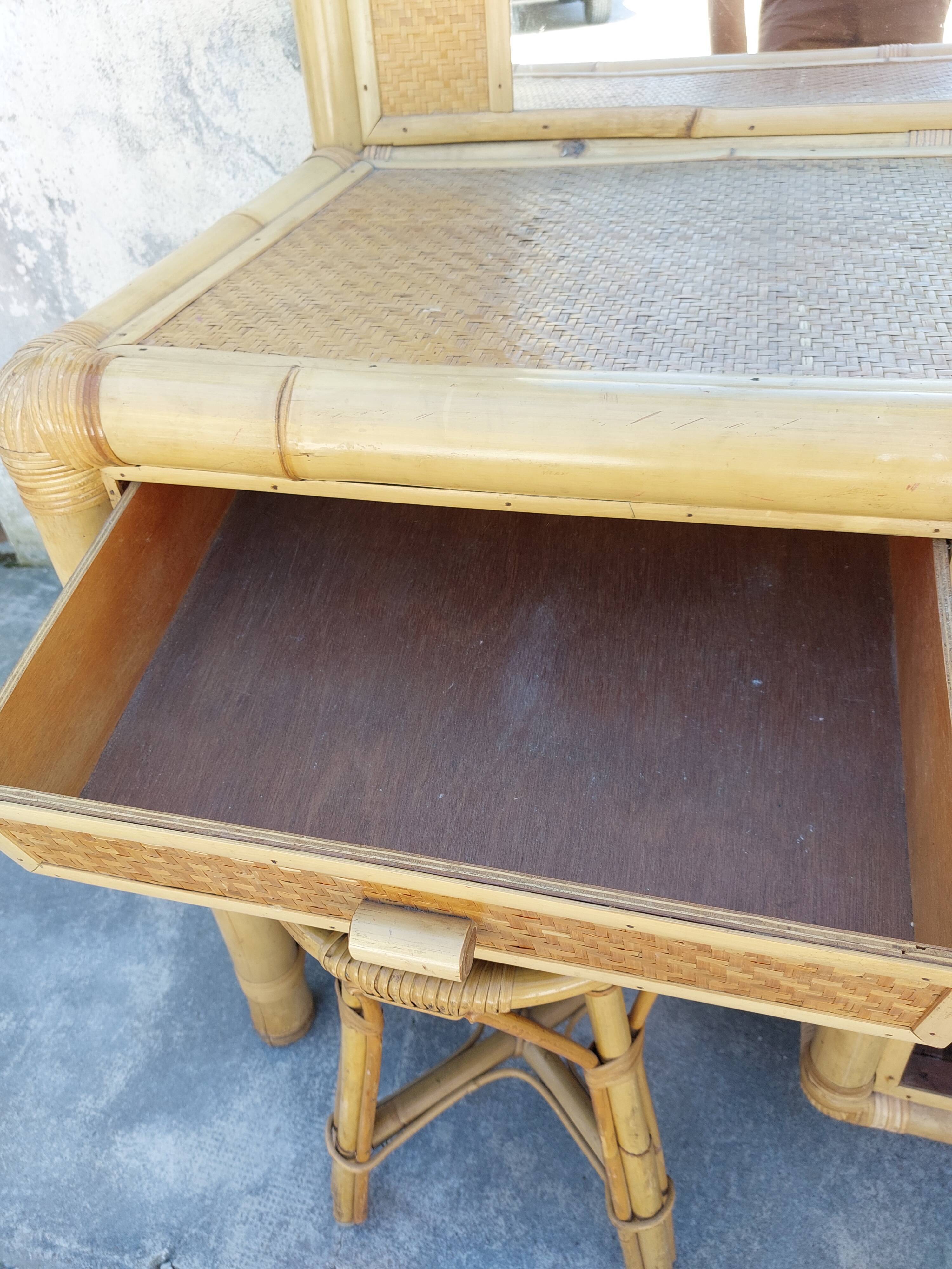 Coiffeuse en bambou 1970 vintage