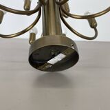 large 12-armed solid Brass ceiling light Chandelier by WKR Lights, Germany 1970s