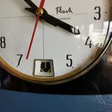 Vintage formica clock rectangular silent wall pendulum "Black transistor flash"