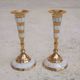 Pair of vintage brass and mother-of-pearl candlesticks