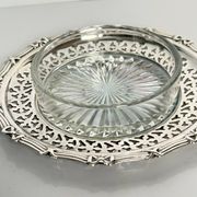 Silver metal ramekin with glass insert, ribbons, bows