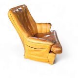 Sheep leather club chair 1970s with magazine holder