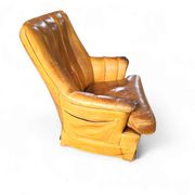 Sheep leather club chair 1970s with magazine holder