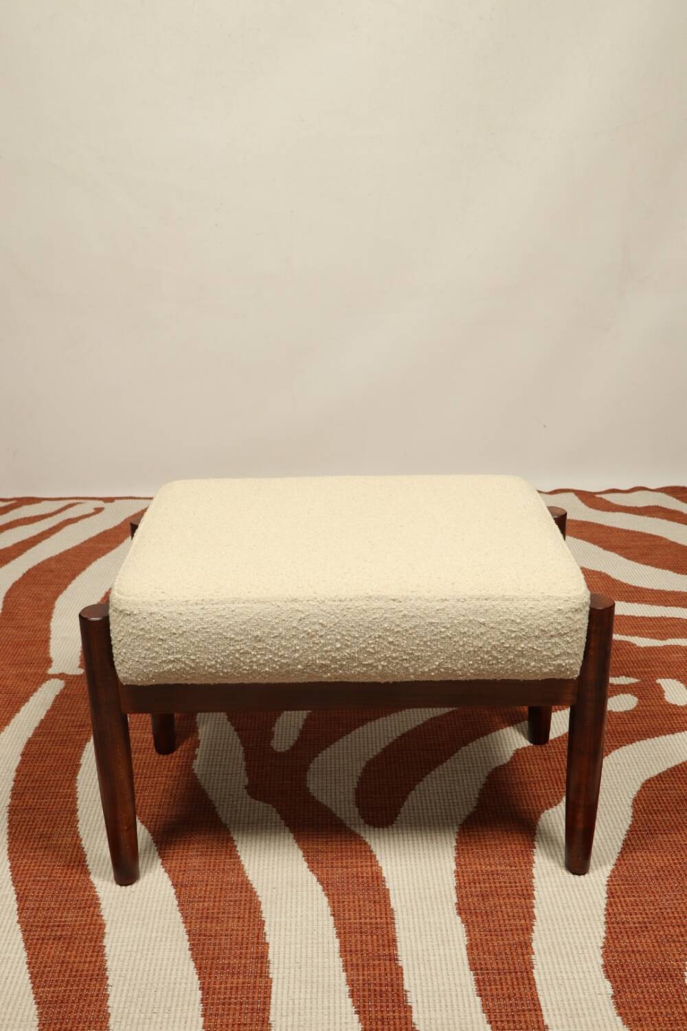 Scandinavian armchair and foot rest beige boucle design by H.lis