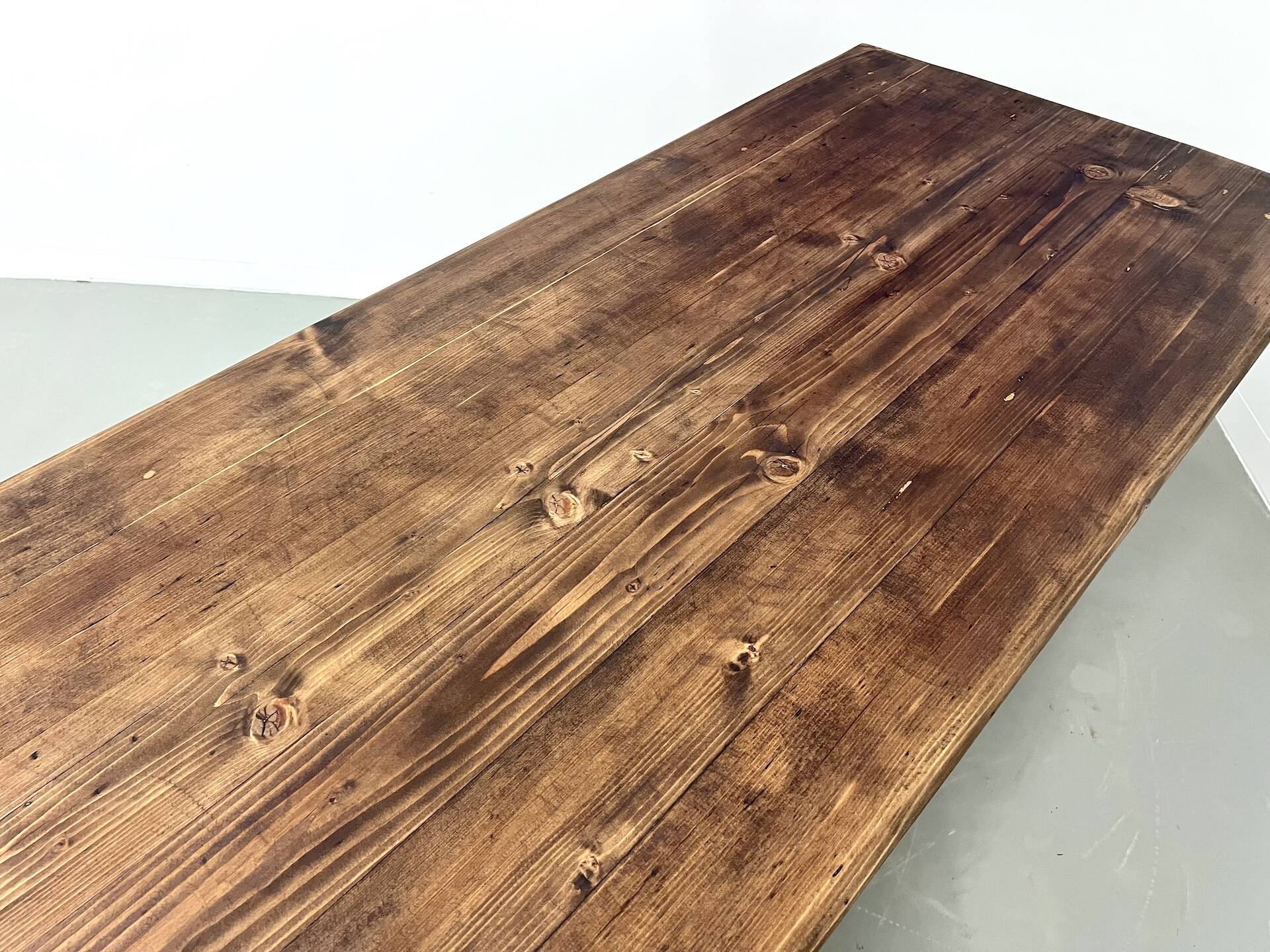 Large solid pine farmhouse table with spindle legs