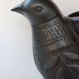 Zoomorphic vase with double birds in black clay from Marginea, Romania.