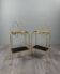 Pair of vintage side tables in gilt metal, with glazed ceramic tops