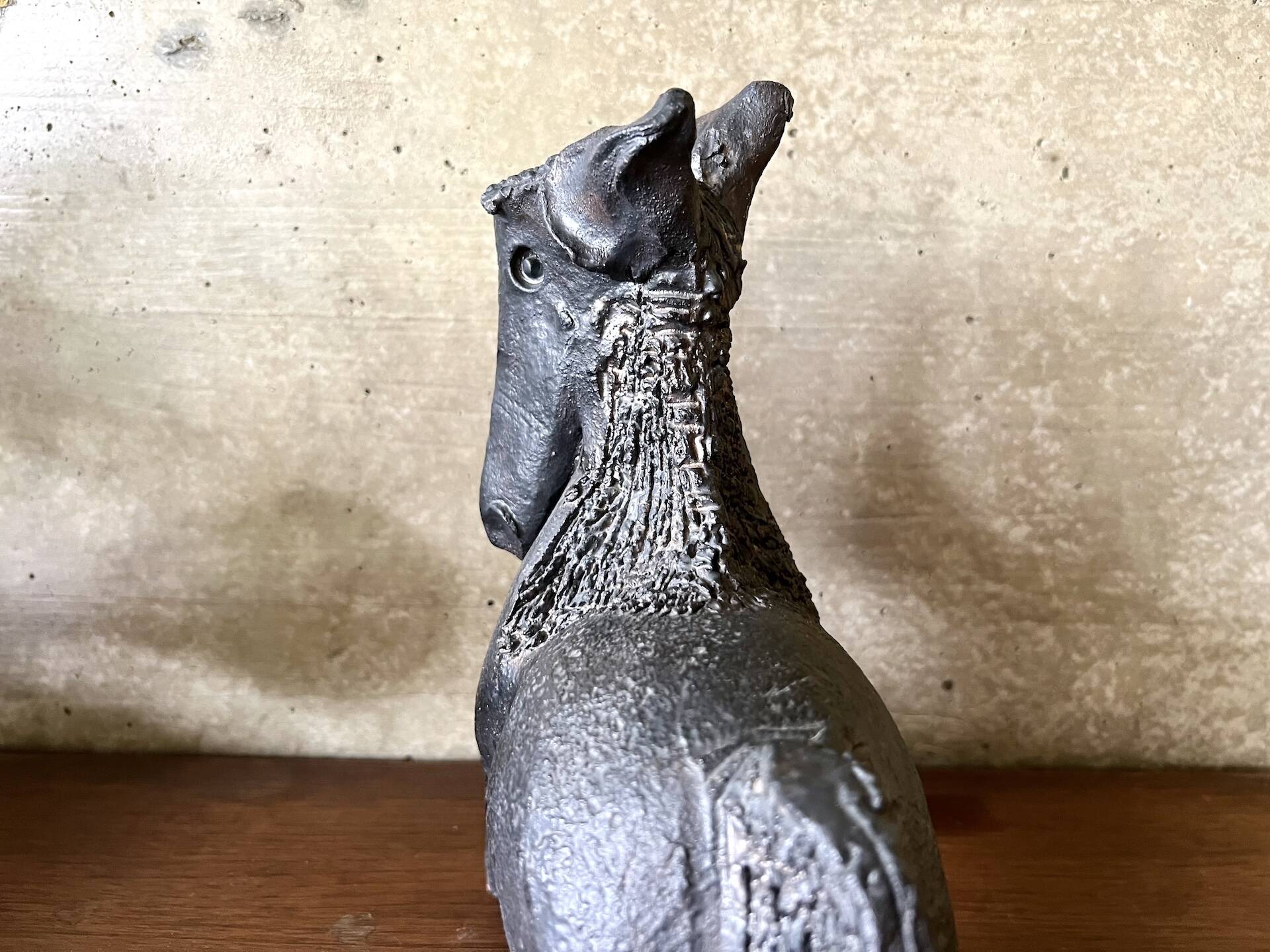 Black glazed ceramic sculpture signed Pouchain – Circa 1960