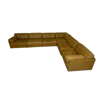Large modular corner sofa De Sede DS-76, 6 vintage leather modules