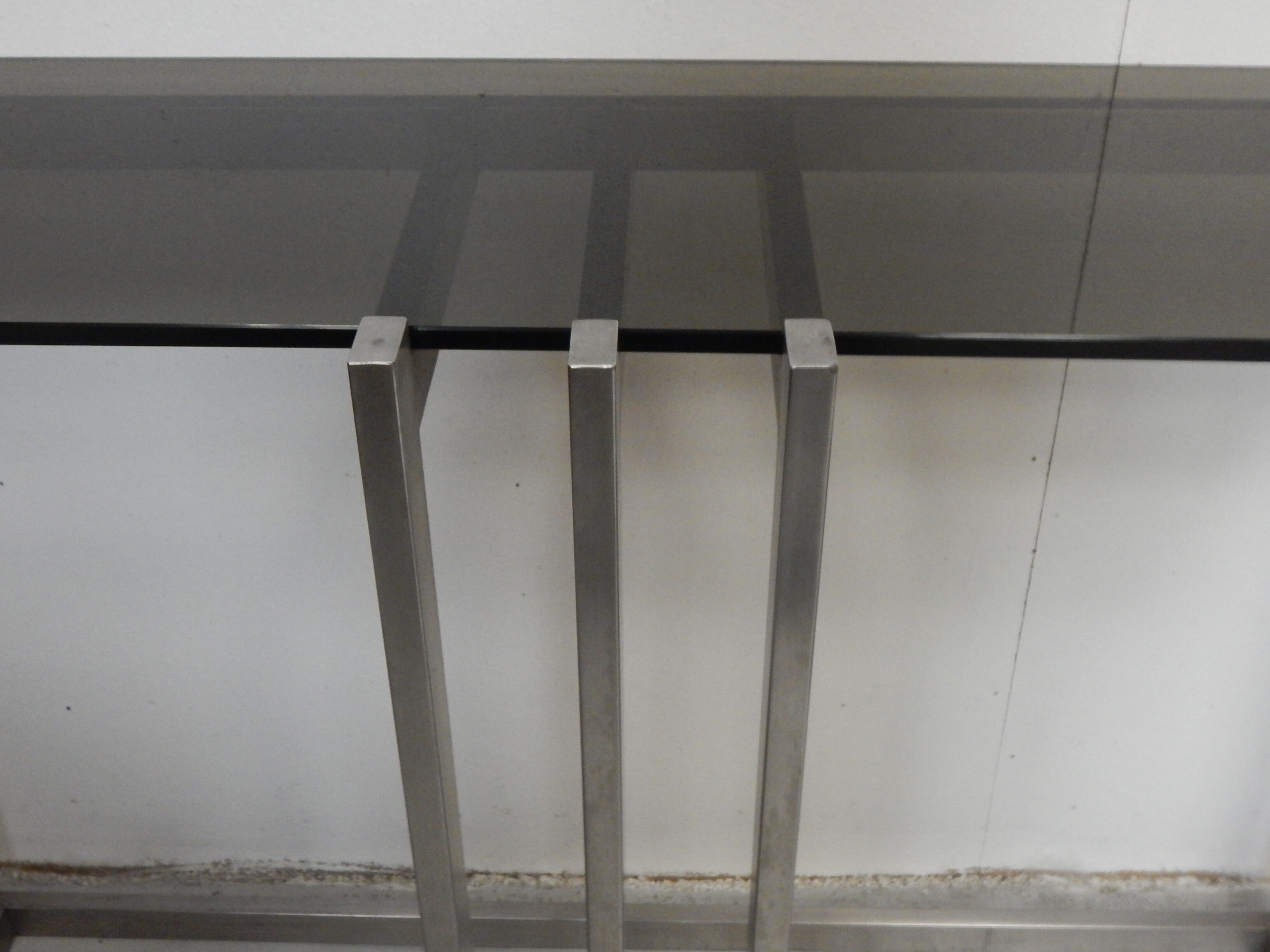 console table brushed steel design Paul Le Geard year 70