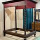 Louis XIII four-poster bed in walnut and poplar
