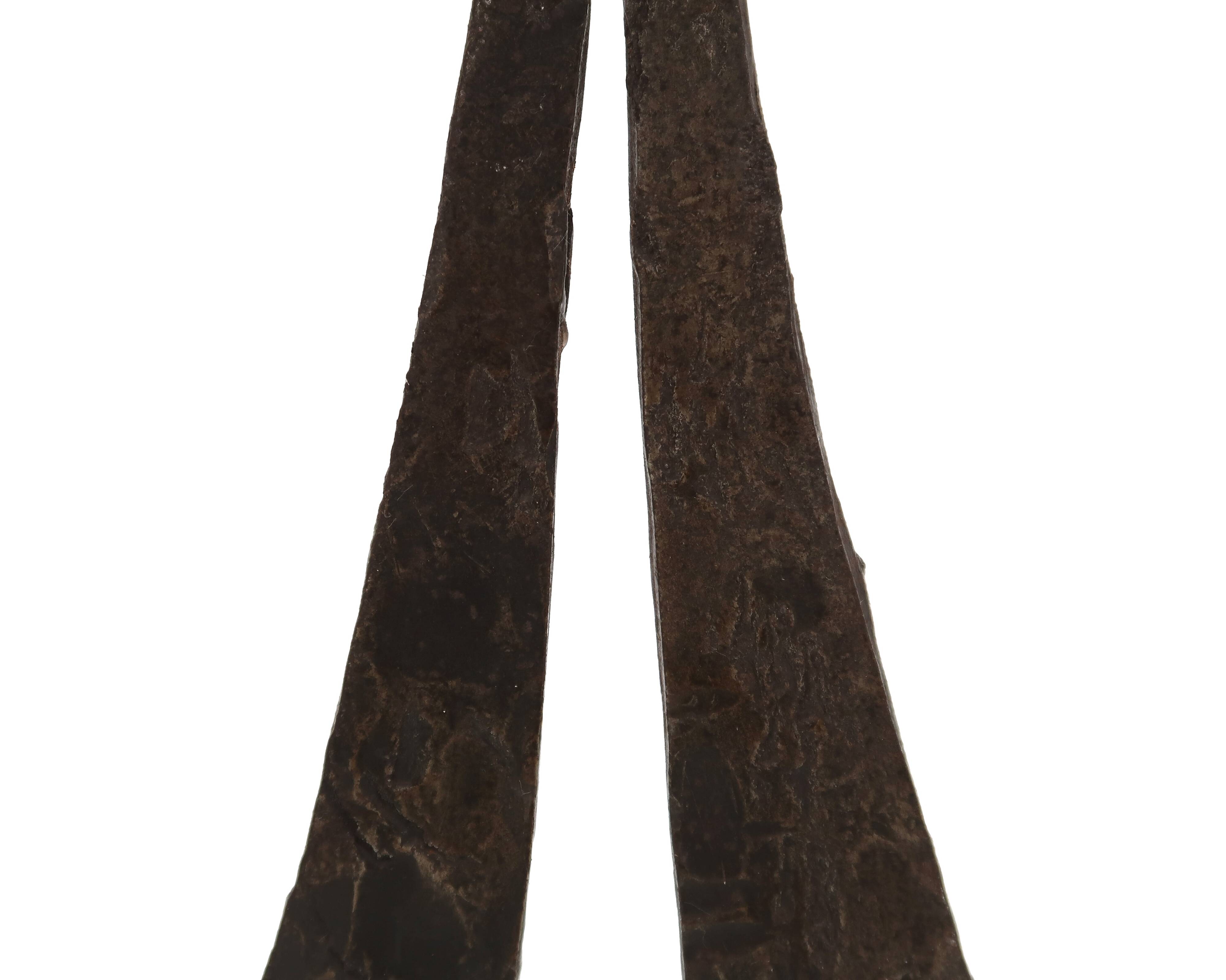 Large brutalist wrought iron candle holder, 1950s