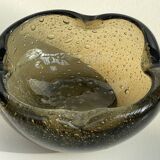 Cendrier en verre bulle ambré – design vintage années 60