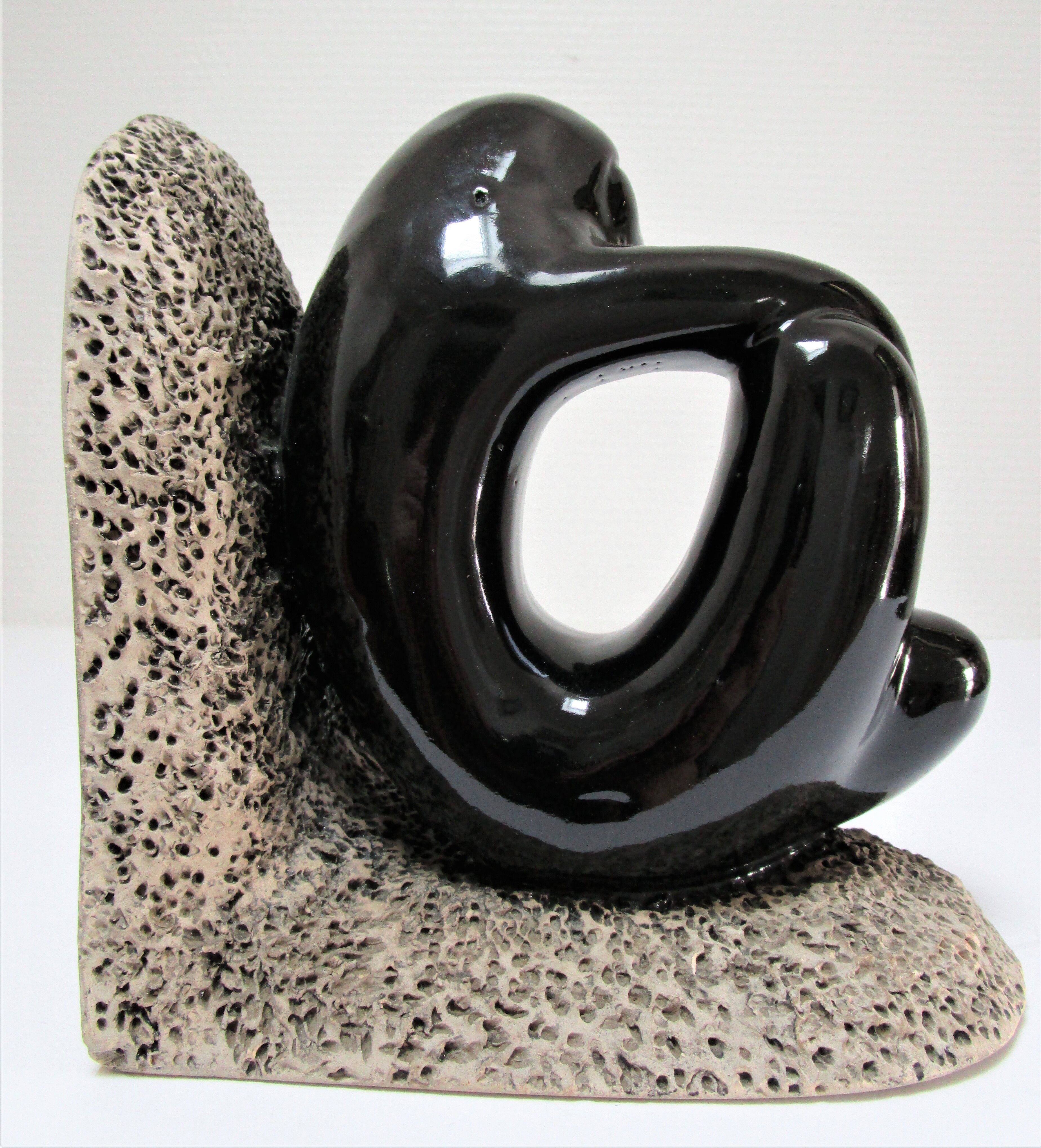 Pair of sculptural ceramic bookends design 70s
