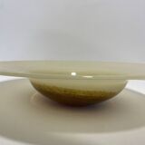 XL Murano Glass Round Fruit Bowl Table Plate Yellow Brown Italian Vintage