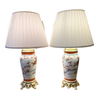 Paire de lampes en porcelaine imari