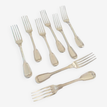 Master Goldsmith : Alfénide, Christofle, Paris - Series of 8 table forks - Chinon model
