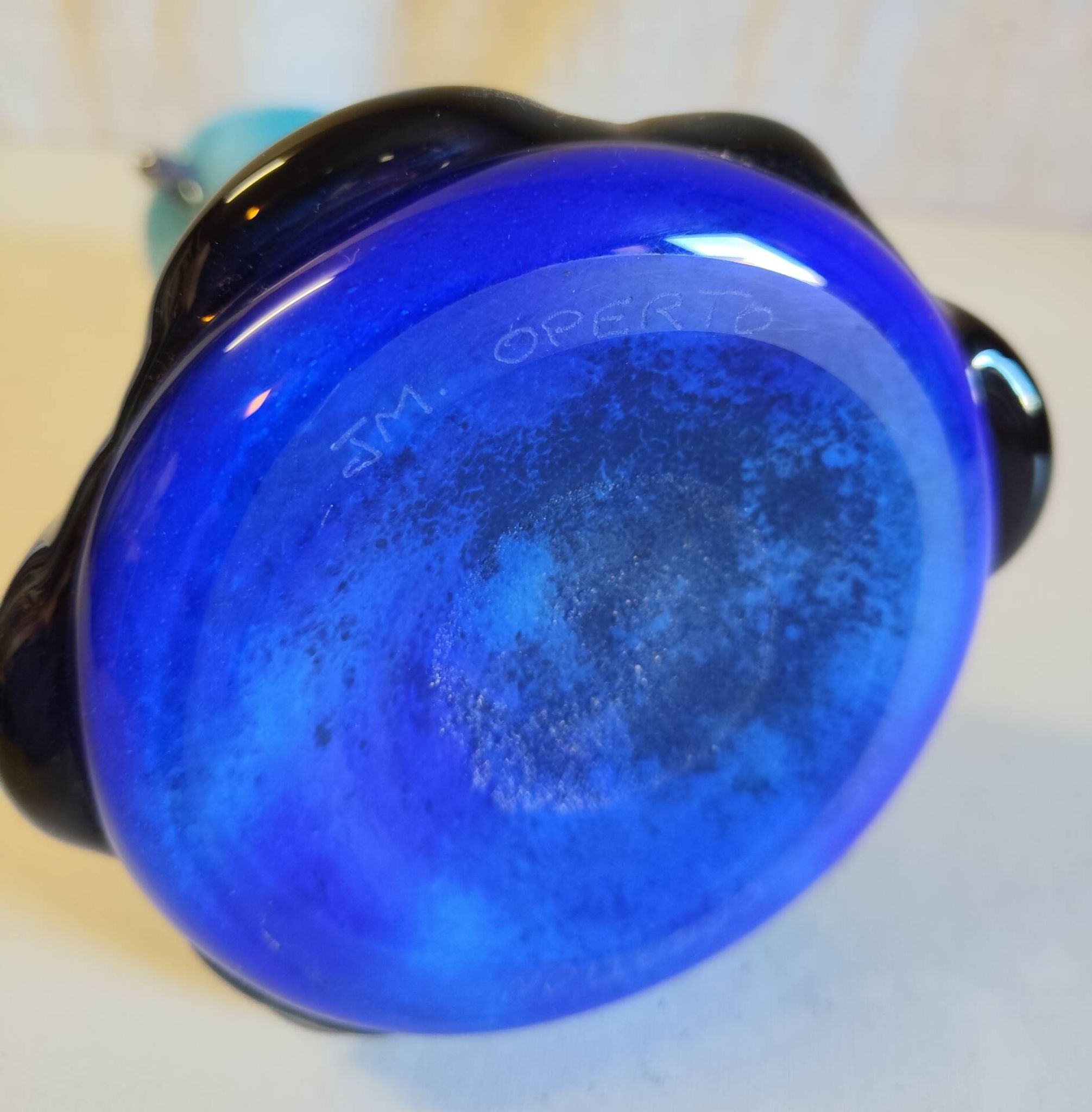 Art Nouveau vase in Biot glass by J.M. OPERTO - mid 20th century