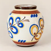 Kupittaan Savi hand-painted vase, Finland, vintage Scandinavian ceramics
