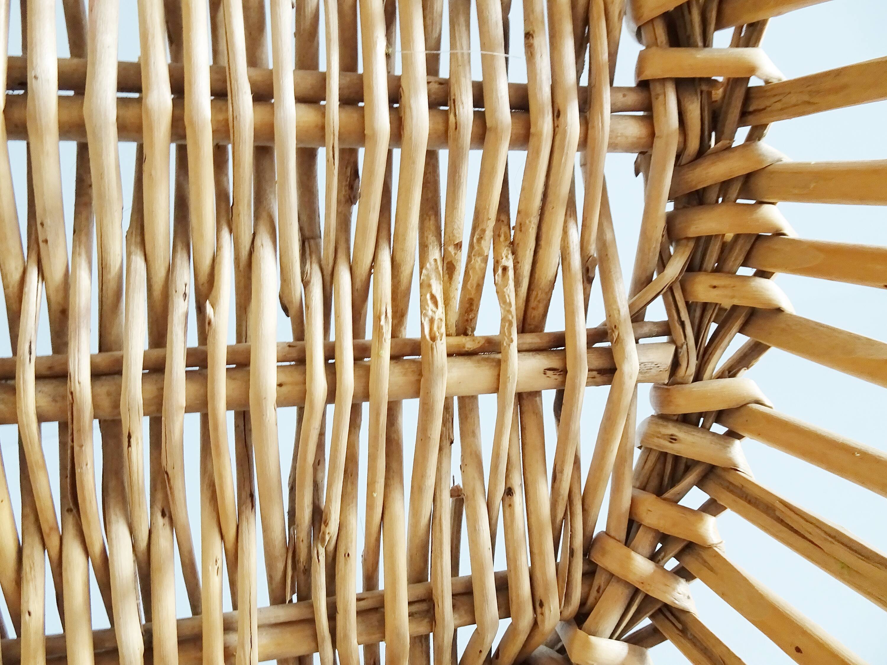big rattan wastebasket, wicker basket, bamboo basket