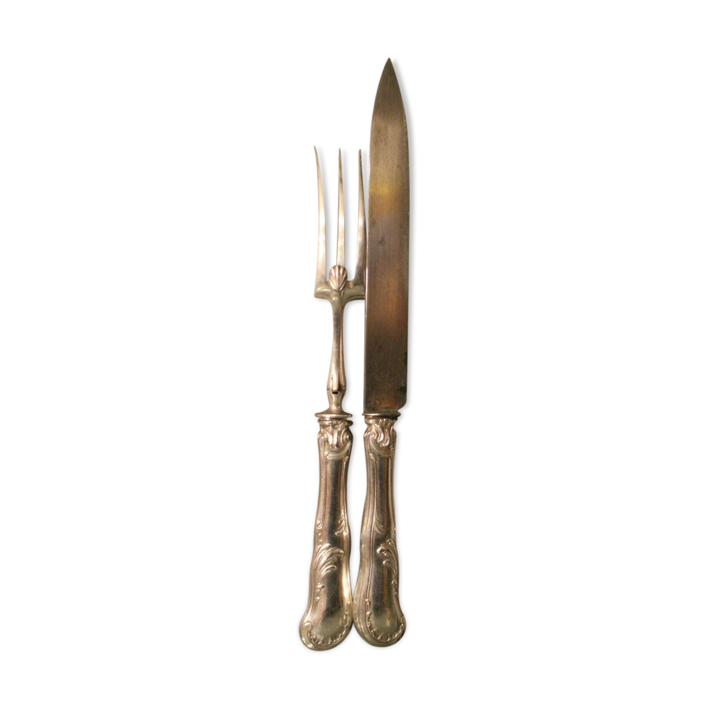 Cutting service knife handles silver Minerve style Rocaille Louis XV