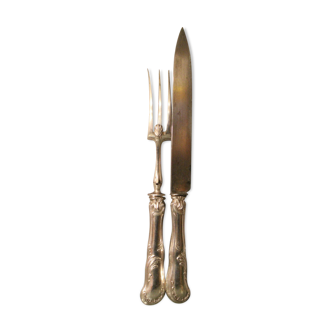 Cutting service knife handles silver Minerve style Rocaille Louis XV