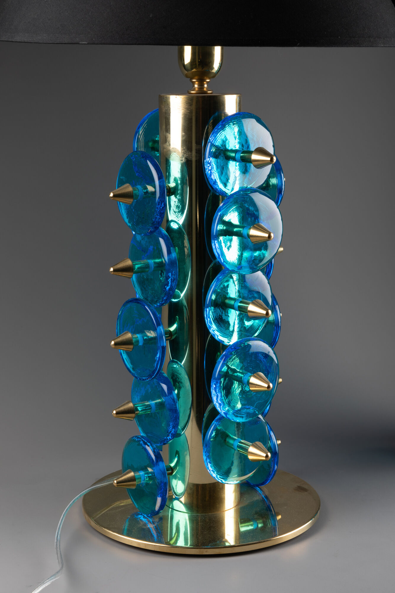 Pair of blue Murano glass lamps, twentieth century