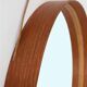 Rare round "#103" wall mirror / teak, leather, brass / by Glas Mäster, Markaryd, Sweden / 1960s / 1970s / Mid-Century Modern Design
