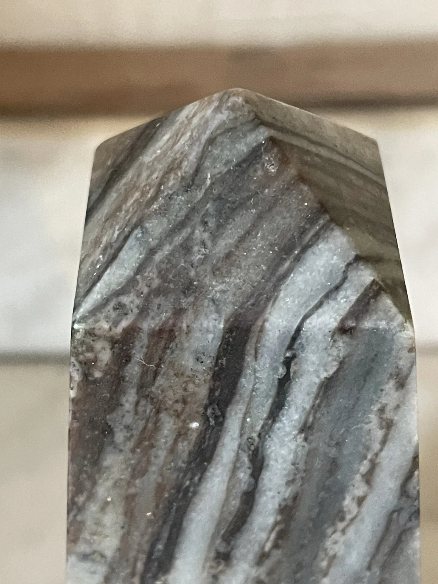 pair of obelisk bookends in grey/brown marble Art Deco style