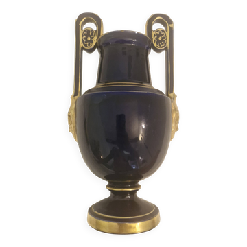 Cobalt blue and gold amphora vase
