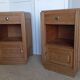 Pair of Art Deco bedside tables in solid oak