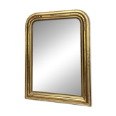 Louis-Philippe pearl mirror 82/61cm gilded with gold leaf, mercury glass, fireplace overmantel.