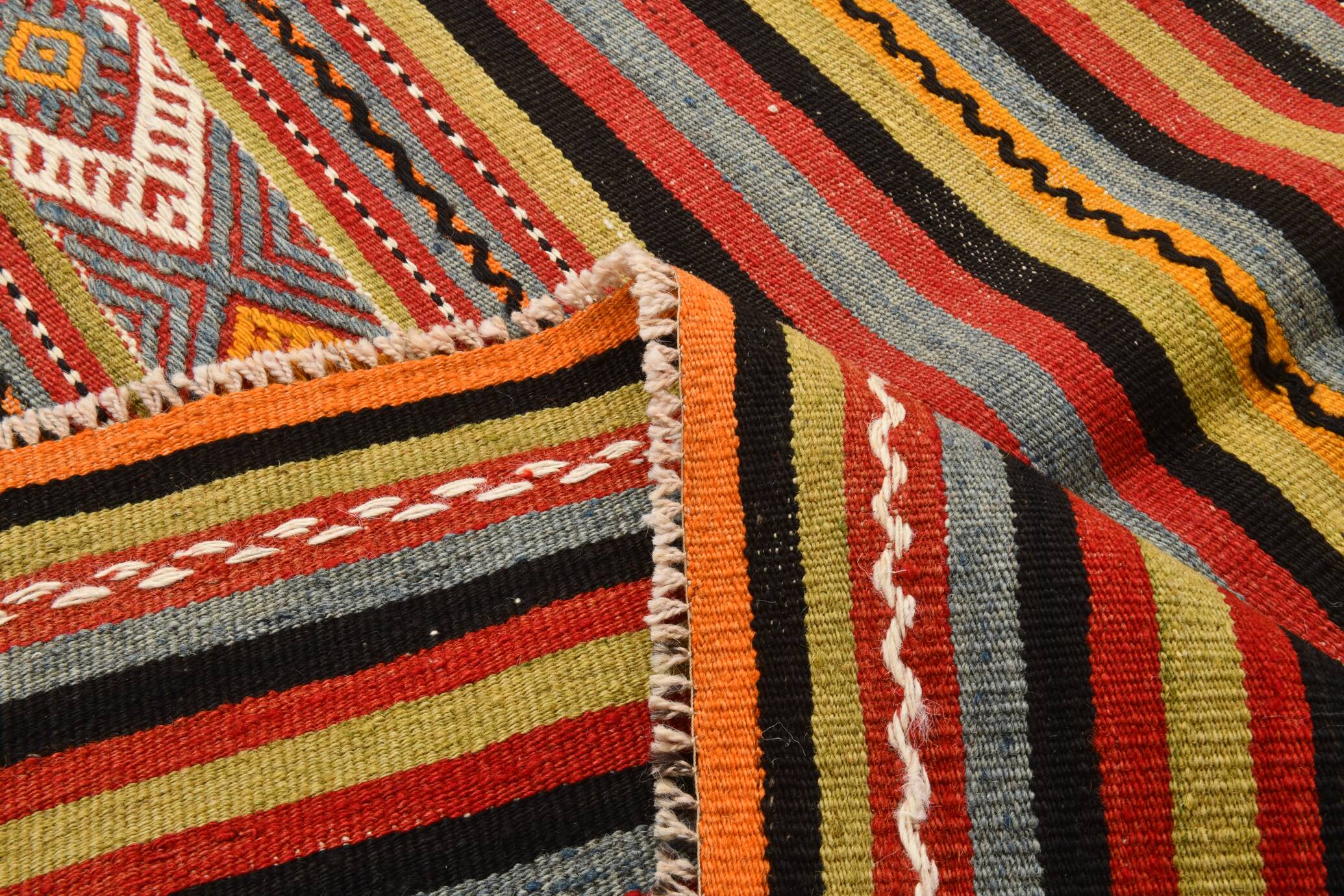 6x8 Red Blue Striped Vintage Kilim Rug  173x243Cm SK 33439