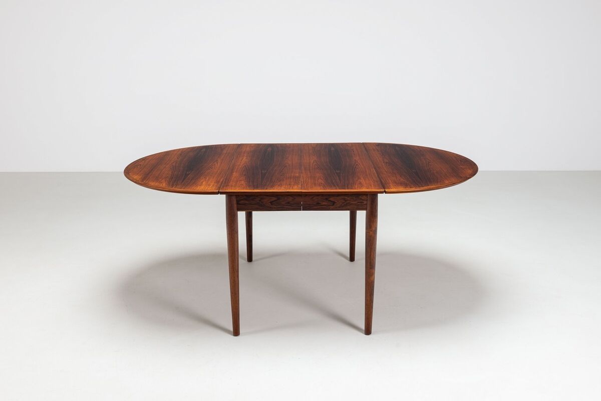 Table à manger à rabat modèle 227 d'Arne Vodder en palissandre Sibast 1960