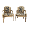 Pair of Armchairs With Flat Backs Of Louis XVI Style Xixth Century