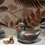 Box duck trinket pewter / brass vintage - 1970/1980