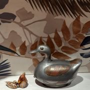 Box duck trinket pewter / brass vintage - 1970/1980