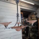 Art Deco chandelier in chromed metal from the 1930s