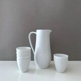 Hutschenreuther Carafe with tumblers, juice jug, white porcelain, Hutschenreuther Exzellenz