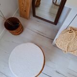 Rattan and terry fabric pouf